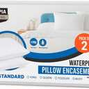 Utopia Bedding Set of 2 Waterproof Pillow Protectors with Zipper Standard Size (White), Ultra Soft Pillow Covers, Bed Bug and Dust Mite Proof Pillow Encasements, Moisture Wicking Pillow Cases