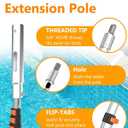 Buyplus Pool Pole - Upgraded 16 Foot Telescopic Extendable Swimming Pool Pole with 4-16FT Aluminium Heavy Duty Extension Pole for Skimmer Nets, Rakes, Brushes and Vacuum Heads, Universal 1.25", Orange
