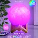 Merkury RGB Moon Lamp w/ Wood Stand & Remote