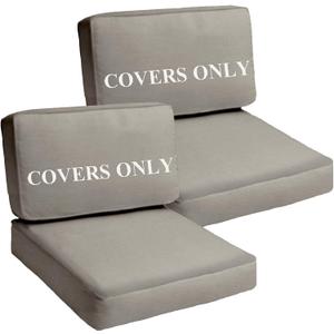 Deep Seating Patio Cushion Set Covers Replacement, Durable Outdoor Cushions Cover, 4Pcs Patio Furniture Cushions Slipcovers with Zipper, 28x28x6, 28x13x6, Grey