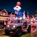 4th of July Inflatables 5FT Dog with Amaerican Flag Patriotic Independence Day Blow Up Puppy Inflatable Yard Decorations with Built-in LEDs for Holiday Party Indoor Outdoor Yard Garden Lawn