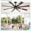 ZMISHIBO 65 Inch Outdoor Ceiling Fans No Light with Remote, Damp-Rated | Humidity-Resistant 8 Blade, 6-Speed Reversible DC Motor, Black Modern Ceiling Fan Without Light for Patio Porch Gazebo Garage