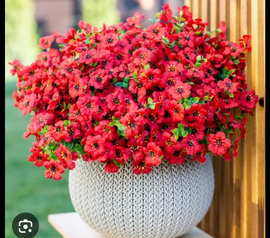 Kingsboomy Artificial Flowers for Outdoors, Faux Plants Flowers, 12 Bundles Silk Colorful Fake Flowers Eucalyptus Realistic UV Resistant for Outside Home Planter Porch Patio Yard Decor (12, Red)