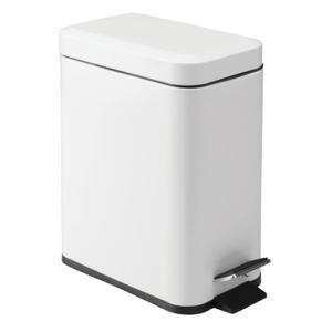 mDesign 5 Liter Rectangular Small Steel Step Trash Can Wastebasket, Garbage Container Bin for Bathroom, Powder Room, Bedroom, Kitchen, Craft Room, Office - Removable Liner Bucket, Matte White (1.3 Gallon)