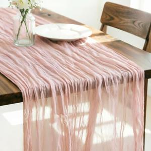 LINXTAR Dusty Pink Table Runner Cheesecloth Table Runner 14FT Farmhouse Table Runners 160 Inches Spring Decor Easter Table Centerpiece for Wedding Boho Baby Shower Birthday