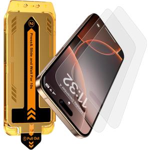 Esanik 2 Pack Matte Glass Screen Protector for iPhone 16 Pro, [Autoalignment, autodust removal], AntiGlare & AntiFingerprint, AntiReflection, Bubble Free, Smooth as Silk, 9H Glass Screen Cover