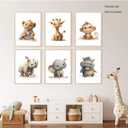 Wodkwq Nursery Wall Art Safari Animal Canvas Prints Baby Girl Boy Room Decor Poster Pictures Cute Jungle Theme Toddler Room Decoration Painting Set of 6 for Kids Bedroom Bathroom 12x16in Unframed