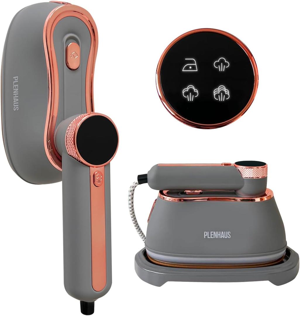 Professional Garment Steamer for Clothes 2 in 1, High Steam Volume 20g/min for Powerful Wrinkle Removal, Leak Proof, 120v, 1000w (Gray Premium)