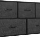 YITAHOME Wide Storage Tower with 5 Drawers - Fabric Dresser, Organizer Unit for Bedroom, Living Room, Closets - Sturdy Steel Frame, Easy Pull Fabric Bins & Wooden Top (Black/Grey)