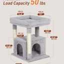 Cat Tree for Large Cat, 19 * 15.8in Large Perch Bed for Adult Cats, 23.6in Cat Tower with Scrathing Post, Cat Condo with 2-Door for Indoor Cats, Light Gray