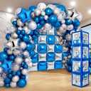 133 Pcs Graduation Decorations 2026 Kit Class of 2026 Blue Silver Balloons Arch Garland Kit, Letters GRAD, Square Foil Balloons Wall Backdrop for Graduate Prom Decoration Graduation Party Supplies