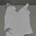 REORIA Women's Summer Sexy Plunge Deep V Neck Sleeveless Double Lined One Piece Tank Tops Thong Bodysuits Leotards for Going Out White Medium.M