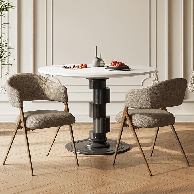 COLAMY Dining Chairs Set of 2, Modern Fabric Upholstered Dining Room Kitchen Side Chairs with Open Back and Padded Seat for Living Room/Restaurant/Cafe, Taupe