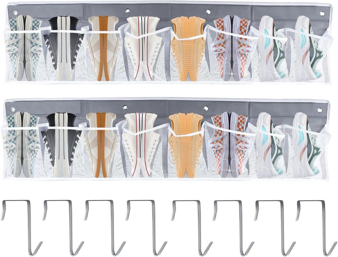 2 Pcs RV Shoe Storage for Bedside Handing Small Items Organizer Hanging Rack Over The Door Organizer Storage and Organization - Bedside Caddy with 16 Large Pockets for Tool Accessories