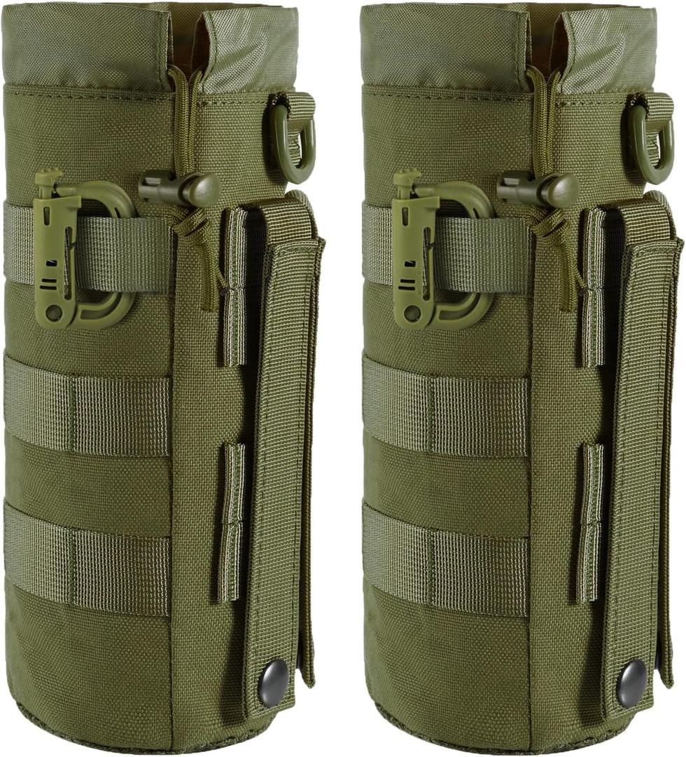 FRTKK Tactical MOLLE Water Bottle Pouch with Drawstring Open Top & Mesh Bottom, Military Water Bottle Holder Bag Sports Travel Hydration Carrier