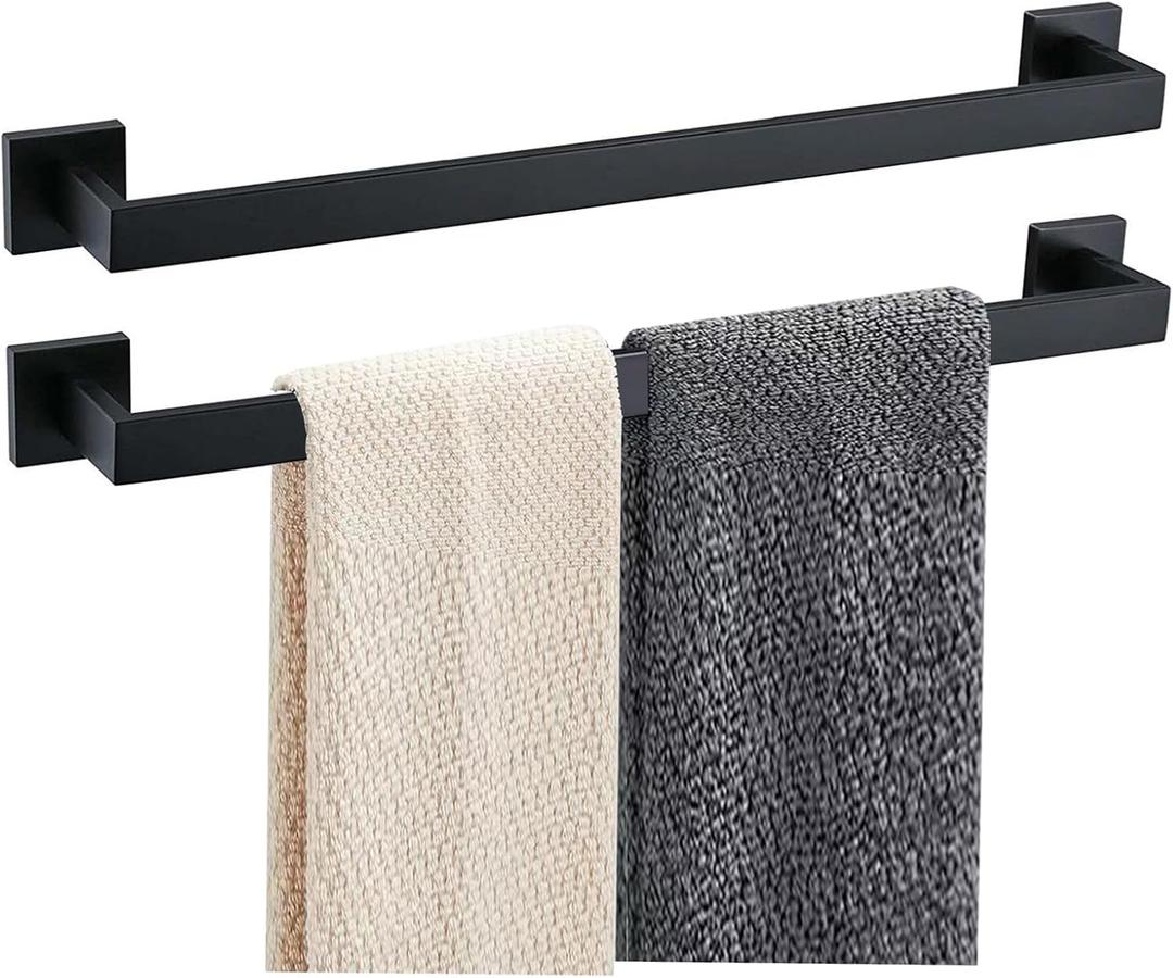 JOPOFI 2 Piece Towel Bar - 23.6 Inch Bathroom Towel Holder - Matte Black