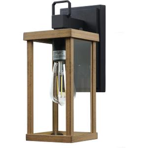 1 Pack Outdoor Light Fixture, Rustproof Weatherproof Wall Sconce, Rustic Farmhouse Outside Light for House, Garage, Patio, Brown Wood Texture Finish, 12.52''H, Bulb Not Included