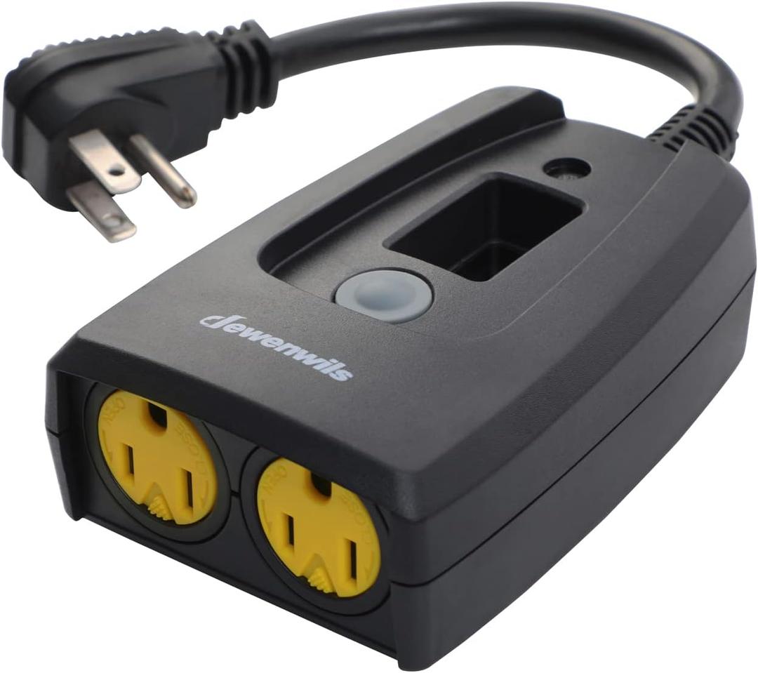 DEWENWILS Outdoor Timers for Electrical Outlets Waterproof, Outdoor Light Timer, Plug in Countdown Timer with 2 Grounded Outlets for String Garden Light, 15A, 1/2 HP, UL Listed