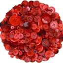 Greentime 250-300 Pcs Buttons for Crafts Assorted Size for Christmas Party New Year Decorations Sewing DIY Crafts Decoration-Red