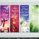 4 Pcs Church Banners with Scripture Christian Banner for Sanctuary Wall Worship Inspirational Religious Hanging Backdrop Signs for Spring Easter(Crown of Thorns)