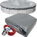 Robelle 28 ft Industrial Ultra Winter Pool Cover for Above Ground Pools | Gray Pool Cover, 4 ft Overlap (32ft Cover Size), Solid 14 x 12 Scrim, 4.5 oz/yd2, 152 GSM