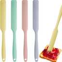 4 Pcs Silicone Jar Spatula, Cake Cream Spatula, 9.8" Long Handle Slim Scraper, Jam Spreader for Butter, Peanut Butter, Baking Mixing(4 colors）