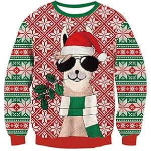 BFUSTYLE Boys Girls The Ugliest Christmas Sweaters for Kids Oversized Knit Sweater Sweatshirt (Alpaca Snowflake Leaf Christmas Tree, Red Green White)  (9-10 Years)