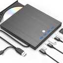 9 in 1 External CD DVD Drive, USB 3.0 and Type-C Disc Reader Writer Burner Player,Slim and Portable CD DVD +/-RW Optical Drive for PC Laptop Desktop MacBook Mac Windows Linux OS Apple