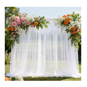 10x10ft Tulle Backdrop Curtains for Parties,2 Panels 5x10ft Wrinkle Free Soft Fabric Drapes Sheer Curtains for Wedding Birthday Party Decorations Background for Photography,White