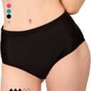 Period Swimwear - Black Menstrual Leakproof Bikini Bottoms - High Waisted Swim Bottoms for Teens, Girls, Women (Medium)