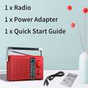 LEOTEC Portable AM FM Radio with Best Reception AC & Battery Operated Big Speaker,Large Tuning Knob,Clear Dial,Earphone Jack for Gift (Red)