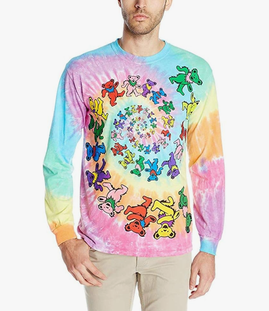 Liquid Blue Men's Spiral Bears Tie Dye Long Sleeve T-Shirt Large