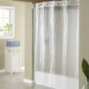 Hookless Full Length 2-in-1 Chlorine-Free Diamond PEVA Shower Curtain with Flex-On Rings for Easy Installation, 71" x 74", Water-Repellent, Easy Install, Clear
