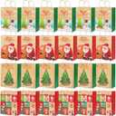 PARSUP 24PCS Medium Christmas Kraft Gift Bags Assorted Styles Bags Xmas Small Paper Bags with Handles Goodie Bags with Christmas Prints for Xmas Gift Wrapping Party Supplies