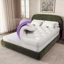 OhGeni Cooling 4 inch Dual Layer Queen Mattress Topper, 2 inch Cooling Gel Memory Foam, 2 inch Down Alternative Pillow Top Pad, Mattresses Cover for Bed, Medium Support, Fits 6-19 Deep Pocket,Purple