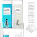 2 Pack Glass Laundry Detergent Dispenser with Stand, Laundry Soap & Fabric Softener Dispenser for Laundry Room Organization and Storage, 76oz Laundry Liquid Containers with Labels, Measuring Cups