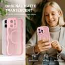 QVLANG Case for iPhone 16 Pro Max, Cute Wave Cover Case, Upgraded[Full Camera Protection][Compatible with Magsafe][Military Grade Protection][Translucent Matte] Phone Case for Women Girls, Peach Pink