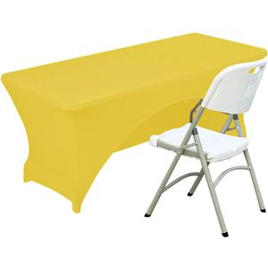 Spandex Table Cover 5 ft. Fitted Polyester Tablecloth Stretch Table Cover Table Topper Open Back - Yellow (60" x 30" (Rectangular))