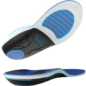 YOLIS Plantar Fasclitis Orthotic Insoles for Flat Feet, Arch Support Inserts Men Women, 220+lbs Heavy Duty Work Boot Shoe Insole for Heel & Foot Pain, Arch Pain Relief, Shock Absorb (M(Men 8.5-9.5|Women 10.5-11.5), Blue)