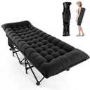 Camping Cot for Adults, Black, 28" Extra Wide