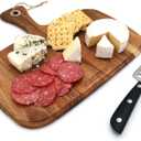 Cheese Knife Set - MATTSTONE HILL Cheese Knife & Acacia Cheese Board Set, Soft & Semi Hard Cheese Knife, Cutting Board, Charcuterie Board, Wood Serving Platter