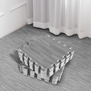 32 Pcs Interlocking Foam Floor Mats 11.8 x 11.8 Inch Wood Grain Mats Foam Tiles for Playroom Exercise Bedroom Farmhouse