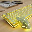 V3 Wireless Keyboard and Mouse with Single Backlit, Metal Panel, Bluetooth/2.4G Rechargeable Silent Keyboard and Mouse Combo Light up Full Size Cute Keyboards-Green