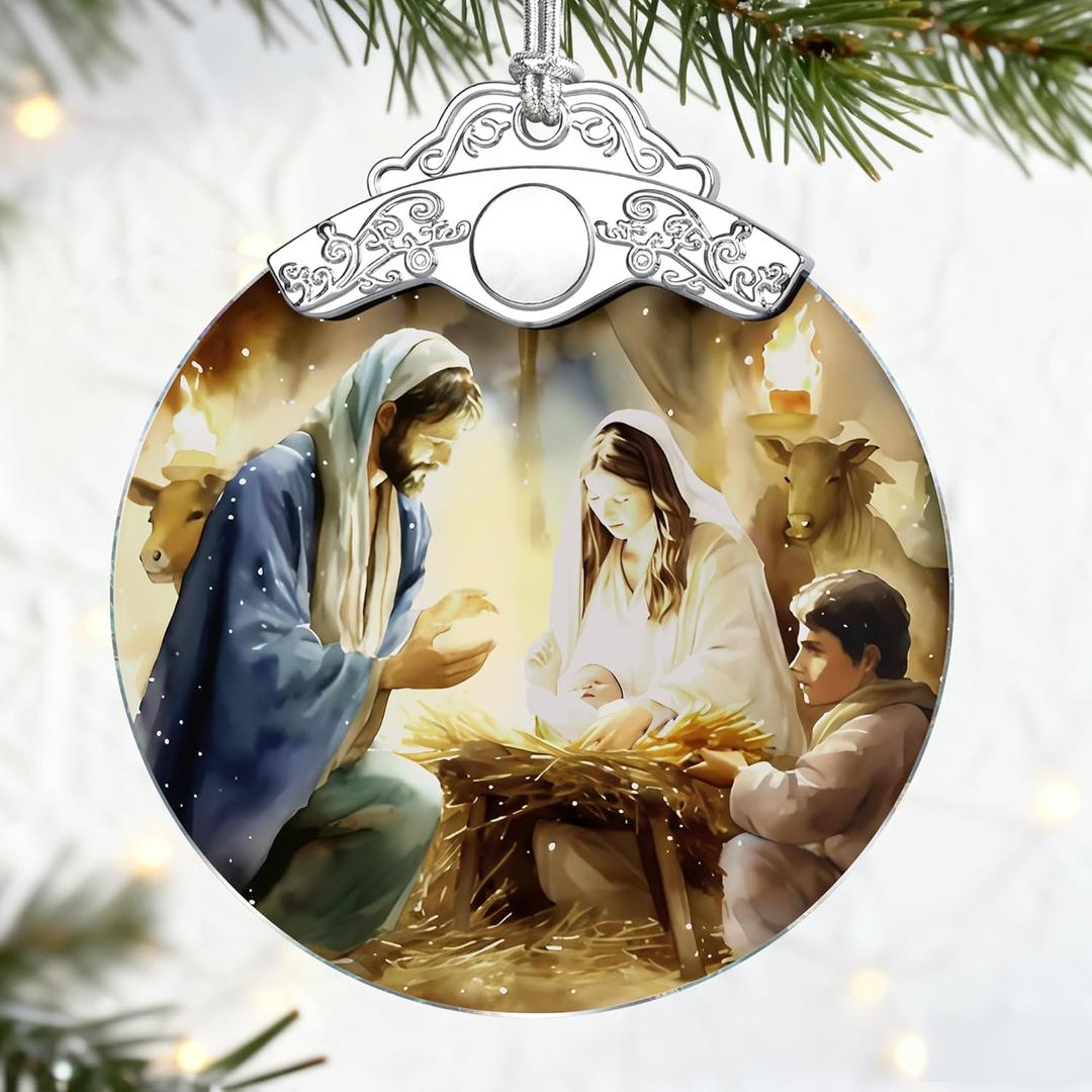 Christian Gifts: Nativity Scene Christmas Ornaments (Religious Christmas Decorations) | Christian Holiday Decor, Holy Family Ornament, Religious Gifts, Baptism Gift & Unique Faith Festival Gift