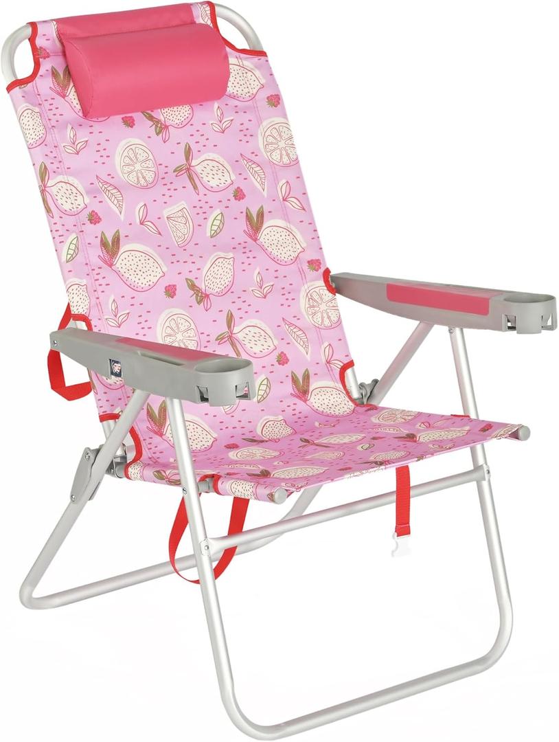 SUNNYFEEL Oversized Tall Folding Beach Chair Lightweight, 17" Portable Sand Chair for Adults Heavy Duty 500 LBS with Cup Holders, Foldable High Camping Lawn Chairs for Camp/Outdoor/Picnic/Sports, 1-Pack