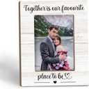 Couple Picture Frame 5x7, Anniversary Engagement Gifts for Couples Bride Groom Wooden Photo Frame for Tabletop Desk Display, Together Is Our Favourite Place to Be Wedding Home Room Decor