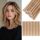 S-noilite 6Pcs Clip in Human Hair Extensions,Remy Single Short Clip in Hair Extensions 6Pcs 6clips Straight Seamless Hairpieces for Women 10Inch 31g #6P613R (Light Brown Mix Bleach Blonde(Short))