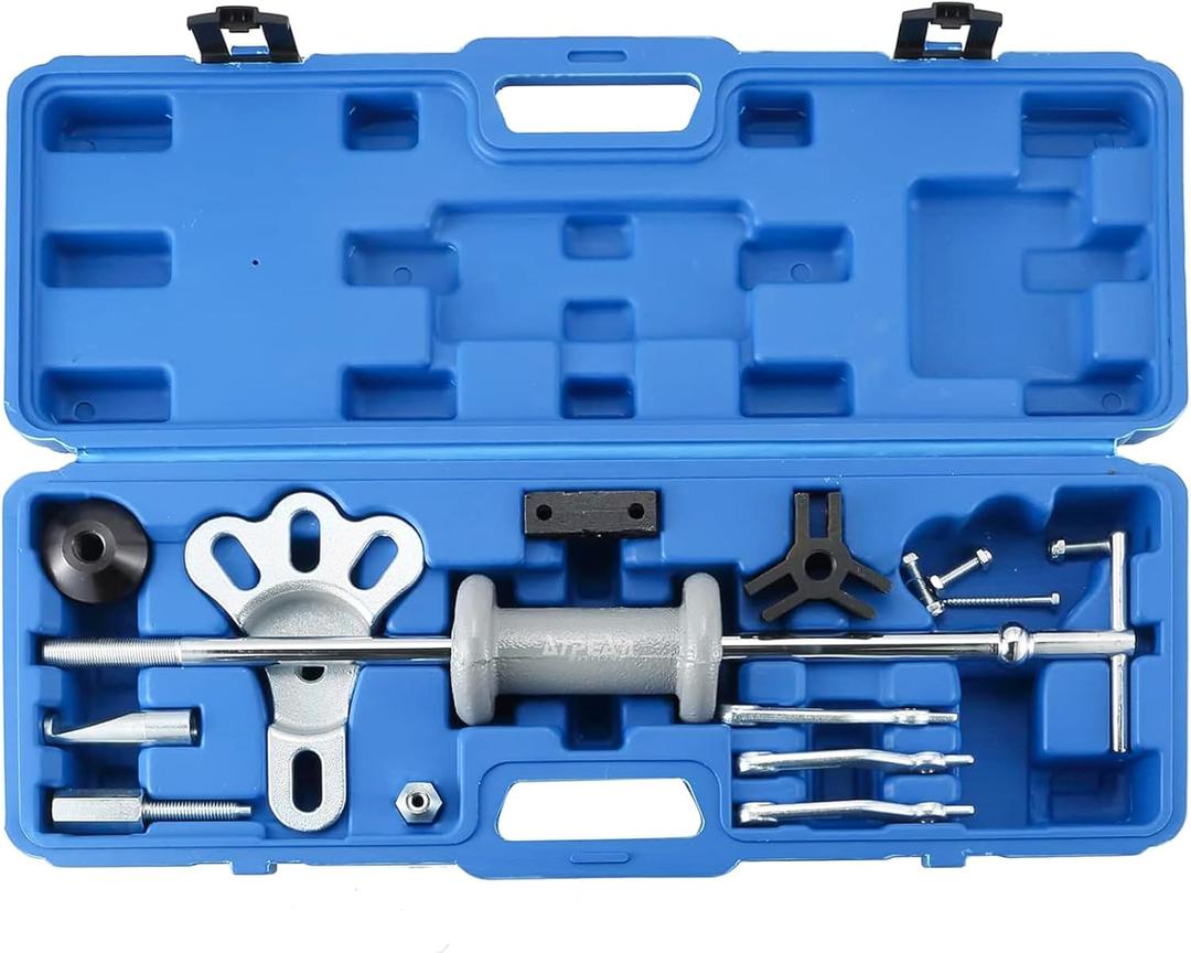 ATPEAM 17pcs Slide Hammer Dent Puller Set, 5lb Slide Hammer Axle Bearing Dent Hub 2 3 Internal External Gear Puller Set Auto Body Truck Repair Took Kits