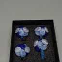 Bryonia Beaded Pebble Stone Napkin Rings – Handcrafted Acrylic Holders with Natural Coastal Look – Elegant Table Decor for Modern, Ester, Spring, Wedding, or Gift - Set of 4, Blue