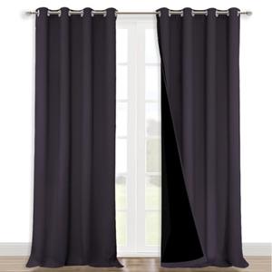 NICETOWN Full Shading Curtains 90" Long 2 Panels Set for Windows, Greyish Purple, Pack of 2, 52" W, Super Heavy-Duty Black Lined Blackout Curtains for Bedroom, Privacy Assured Window Treatment